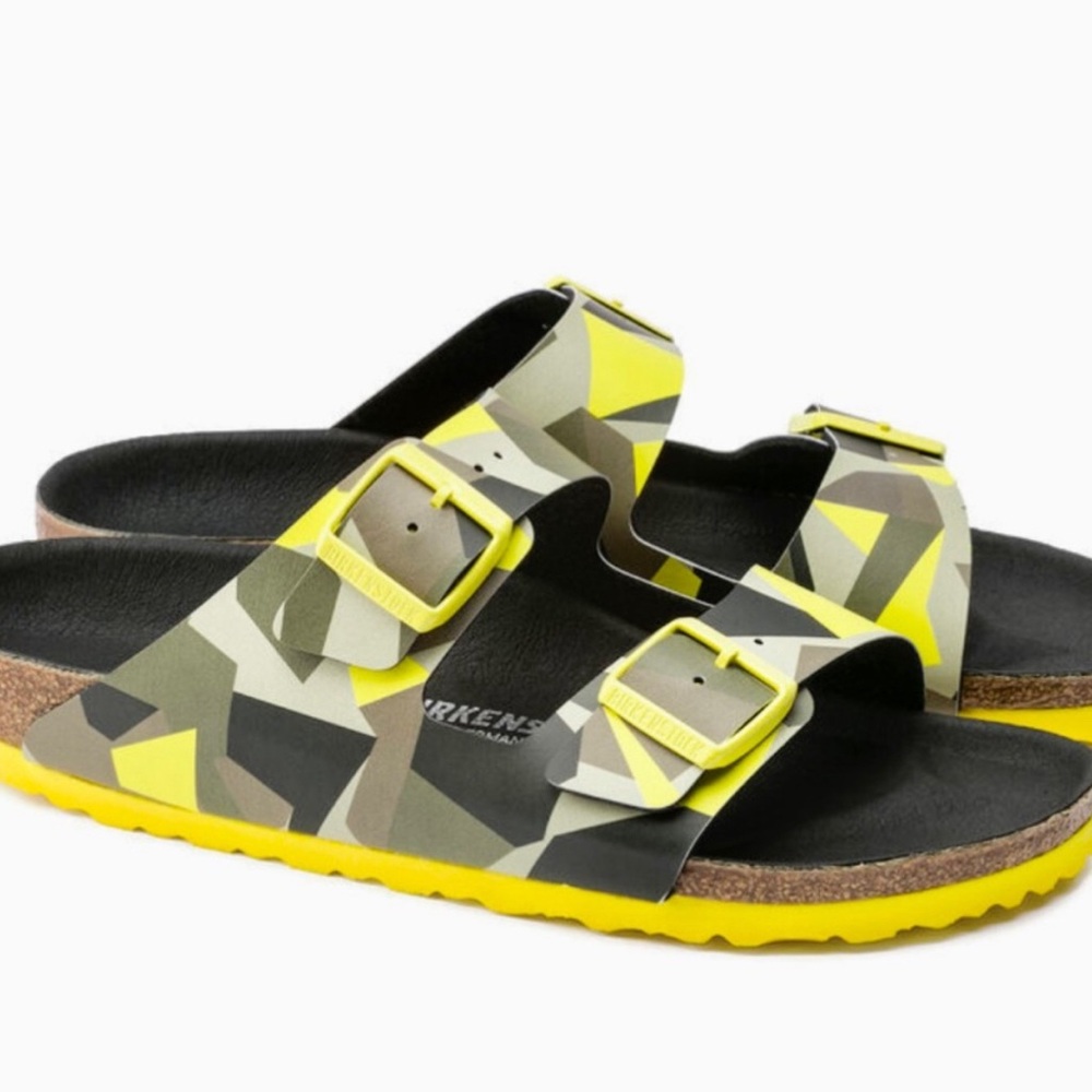 Men’s Birkenstock Yellow Multi Grapgic RARE Sandals Size 13 - Picture 2 of 16